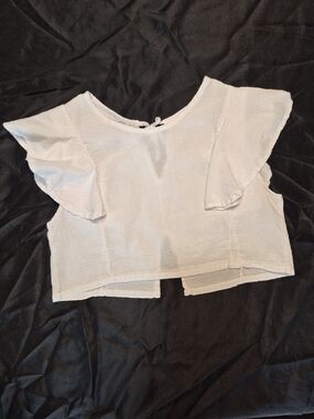 Bohemian White Flutter Sleeve Women's Cropped Top